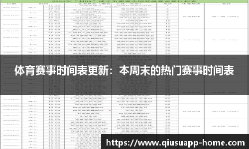 体育赛事时间表更新:本周末的热门赛事时间表
